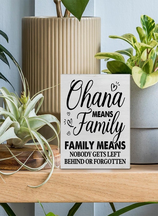 PIXCEOS Family Quote Decorative Wooden Box Sign Ohana Means Family Wood Block Plaque Decor Farmhouse Home Shelf or Wall Display 5x5 Inches - Image 3